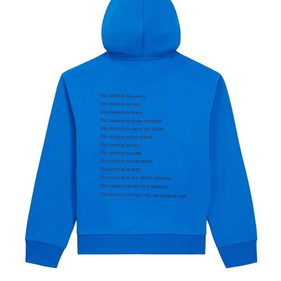 The Kooples Men's Hoodie Large Blue Neoprene, "What Is" Inscription, Heavyweight - Picture 2 of 14